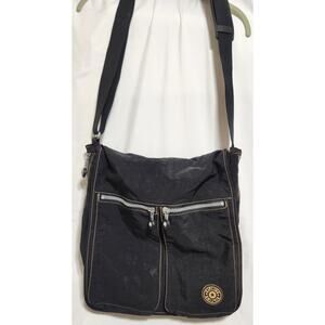 KIPLING Vintage 90s Private Transport Messenger Bag in Black Expandable VTG EUC